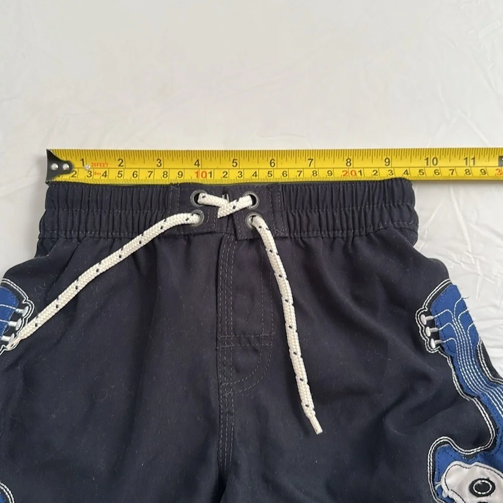 Gap black blue white guitar graphic mesh lined drawstring swim trunks